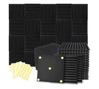 Juqoyue 24 Pack Acoustic Foam Panels 1 X 12 X 12inch Soundproofing Noise Cancelling Wedge Panels for Home Office Recoding Studio