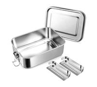 Juqoyue 28oz Bento Box, Stainless Steel Lunch Box for Teens, Metal Bento Box with 2 Flexible Compartments, 850ml Lunch Box
