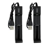 Juqoyue 2Pcs 18650 Battery Charger USB Single-Slot Universal Charger with Slide Design for Rechargeable Lithium Batteries