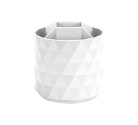 Juqoyue 360°Rotating Large Capacity Pen Holder 5 Girds Cute Pencil Storage Box Makeup Brush School Office Stationery Supplies White