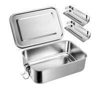 Juqoyue 47oz Bento Box, Stainless Steel Lunch Box for Teens, Metal Bento Box with 2 Flexible Compartments, 1400ml Lunch Box