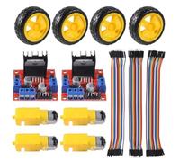 Juqoyue 4PCS DC 3-6V Electric Motor with 4Pcs Plastic Tire Wheel Dual Shaft Gear Motor Gear Motor DIY Kit for Smart Car Kit