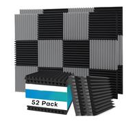 Juqoyue 52 Pack Acoustic Foam Panels,1x12x12Inches Sound Proof Foam Panels for Walls, Acoustic Panels Sound Absorbing Black&Gray