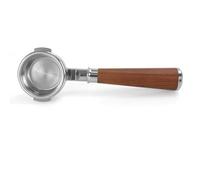 Juqoyue 58mm Stainless Steel Includes Filter Basket Double Single-Layer Filter Solid Wood Handle 58mm Coffee Bottomless Handle B