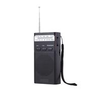 Juqoyue Mini Pocket FM AM Radio Portable Rechargeable Radios with LED Flashlight Support 3.5mm Headphone TF Card Black