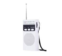 Juqoyue Mini Pocket FM AM Radio Portable Rechargeable Radios with LED Flashlight Support 3.5mm Headphone TF Card White