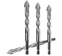 Juqoyue New Four-Edged Sawtooth Eccentric Drill for Dry Drilling of All Ceramic Tiles, Glass, Marble and Concrete 4pcs