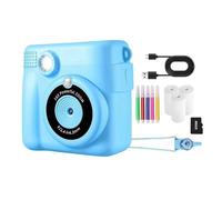 Juqoyue Portable Thermal Printing Camera Mini Fashion Children'S Gift for Instant Automatic Focusing Blue