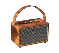 Juqoyue Professional Portable Wireless Vintage Bluetooth Speakers USB Card Reader Wooden PU Outdoor Home Music Player C
