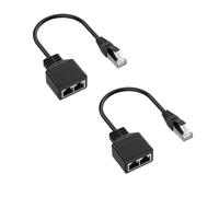 Juqoyue RJ45 Splitter Adapter LAN Ethernet Extender 1 Male to 2 Female Cable for Ethernet Cat5 Cat5e Cat6 Cat7 (Pack of 2)