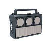 Juqoyue Solar Wireless Bluetooth Speaker Protable FM Radio Speakers Outdoor Bluetooth Speaker with Flashlight Gold