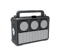 Juqoyue Solar Wireless Bluetooth Speaker Protable FM Radio Speakers Outdoor Bluetooth Speaker with Flashlight Silver