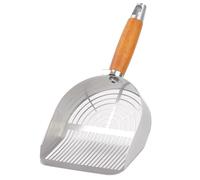 Juqoyue Stainless Steel Cat Litter Scoop, Small Broom & Dustpan, Anti-Break Handle, Dual-Width Holes for Quick Cleaning