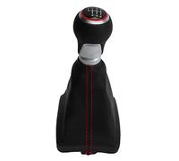 Juqrelith 6 Speed Gear Shift Knob with White Lettering, Ergonomic Replacement for A6 C6 2004-2011 LHD, Red Ring - Comfortable Grip, Durable PVC and ABS, Easy Installation for Car Upgrade (Red Circle)