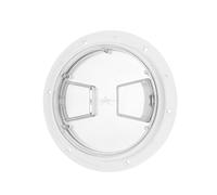 Juqrelith Boat Deck Access Hatch with Transparent Cover, White Round ABS Plate 4in 10.16cm -, Protected Material, Easy Access for RV Marine Yacht (6 Inch)