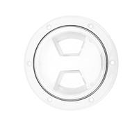 Juqrelith Boat Deck Access Hatch with Transparent Cover, White Round ABS Plate 4in 10.16cm -, Protected Material, Easy Access for RV Marine Yacht (4 Inch)