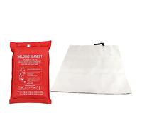 Juqrelith Fire Blanket Flame Retardant Safety Cover 1.43m x 1.43m, Fiberglass Fire Suppression Blanket - High Temperature Resistance, Reinforced Handle, Emergency Use in Home and Workplace