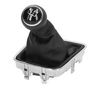 Juqrelith Gear Shift Knob Boot Set 5 Speed, Durable PVC Leather Gearstick Shifter Lever Kit Black Cap - Ergonomic Design, Easy Installation, Smooth Driving Experience (Black)
