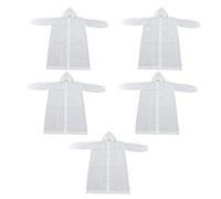 Juqrelith Hooded Rain Poncho Jacket, Thickened EVA Waterproof Raincoat 5 Pieces Black - Reusable and Rapid Drying, Lightweight Foldable Design, Ideal for Outdoor Travel (White)