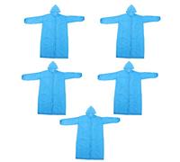 Juqrelith Hooded Rain Poncho Jacket, Thickened EVA Waterproof Raincoat 5 Pieces Black - Reusable and Rapid Drying, Lightweight Foldable Design, Ideal for Outdoor Travel (Blue)