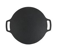 Juqrelith Korean Grill Pan, Non Stick Round BBQ Griddle with Double Handles, 6 Layer Coating - Durable Cast Aluminum, Even Heat Distribution, Perfect for Outdoor Camping and Gas Cookers (25cm)