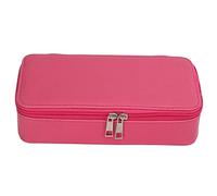 Juqrelith Large Capacity Pencil Bag, Dual Compartment PU Leather Case Rose Red - Durable Composition, Elastic Mesh Pocket, Ideal for School and Travel Supplies (Rose Red)