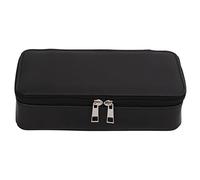 Juqrelith Large Capacity Pencil Bag, Dual Compartment PU Leather Case Rose Red - Durable Composition, Elastic Mesh Pocket, Ideal for School and Travel Supplies (Black)