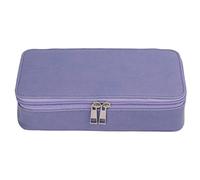 Juqrelith Large Capacity Pencil Bag, Dual Compartment PU Leather Case Rose Red - Durable Composition, Elastic Mesh Pocket, Ideal for School and Travel Supplies (Purple)