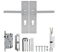 Juqrelith Mechanical Security Door Handle Lockset, Indoor Bedroom Living Room, Space Aluminum Construction - Ergonomic Design, Anti - Collision Mute Lock, Easy Installation