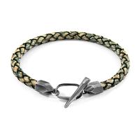 Jura Silver and Braided Leather Bracelet ANCHOR & CREW Green 23cm