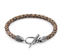 Jura Silver and Braided Leather Bracelet ANCHOR & CREW Grey 21cm