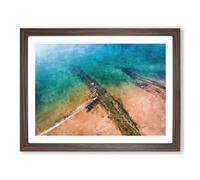 Jurassic Coast In Dorset Painting Modern Art Framed Wall Art Print, Ready to Hang Picture for Living Room Bedroom Home Office Décor, Walnut A3 (46 x 34 cm)