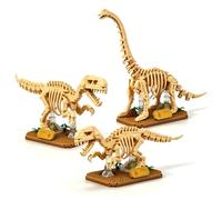 Jurassic Dinosaur Fossil Building Set, Skeleton Dinosaur Building Kit | Mini Dinosaur Fossils Bricks Model Kit with Tyrannosaurus Rex, Velociraptor and Brachiosaurus, Home Decor or Table Display