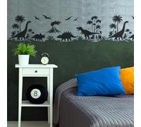 Jurassic, Dinosaur Kids Room Decor WALL Stencil - Paint Dinosaur Wall Border Mural, Decorate one wall or a Whole Room! for Any Wall Space (Size - XXLarge 13X43)