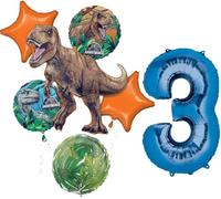 Jurassic Dinosaur World 3rd Birthday Party Supplies Foil Balloon Bouquet Decorations