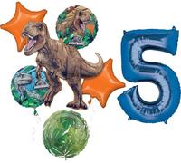 Jurassic Dinosaur World 5th Birthday Party Supplies Foil Balloon Bouquet Decorations