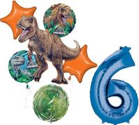 Jurassic Dinosaur World 6th Birthday Party Supplies Foil Balloon Bouquet Decorations