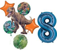 Jurassic Dinosaur World 8th Birthday Party Supplies Foil Balloon Bouquet Decorations