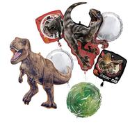 Jurassic Dinosaur World Party Supplies 7pc Rebirth T-Rex Birthday Balloon Bouquet Decorations