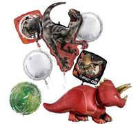 Jurassic Dinosaur World Party Supplies 7pc Rebirth Triceratops Birthday Balloon Bouquet Decorations