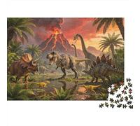 Jurassic Dinosaurs Puzzles for Elderly 1000 Piece Recyclable T-Rex Jigsaw Puzzles Puzzle Game Props Impossible Hard Difficult Challenging Activity 38x26cm/1000pcs