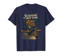 Jurassic Jazz Club Triceratops Tee - Dino Drummer Beat Gear T-Shirt