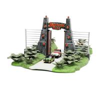 Jurassic Park 30th Anniversary Jurassic Gate Nano Scene Diorama w/ Two 1.65" Die-Cast Cars, Toys for Kids and Adults