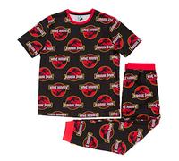 Jurassic Park All Over Print Pyjamas | Unisex Jurassic Park Lounge-Pants and T-Shirt PJs Set | Cosy Pyjamas Black/Charcoal