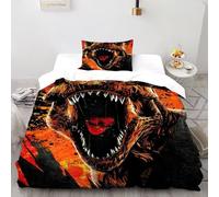 JURASSIC PARK Bedding Set Theme Bedspread Jungle Animals Duvet Cover Set Chic Breathable Quilt Cover for Boys & Girls with Pillowcase Single（135x200cm）