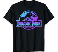 Jurassic Park Blue & Purple Fossil Logo Graphic Short Sleeve T-Shirt Size 4XL