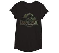 Jurassic Park Camo Fossil Logo T-Shirt, Girls, Black, Large