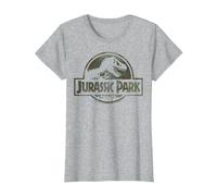 Jurassic Park Camo Fossil Logo T-Shirt, Women, Heather Grey, X-Small