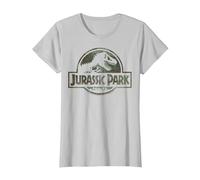 Jurassic Park Camo Fossil Logo T-Shirt, Women, Silver Grey, 3X-Large