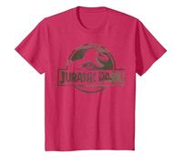 Jurassic Park Camo Fossil Logo T-Shirt, Youth, Red Heather, Large